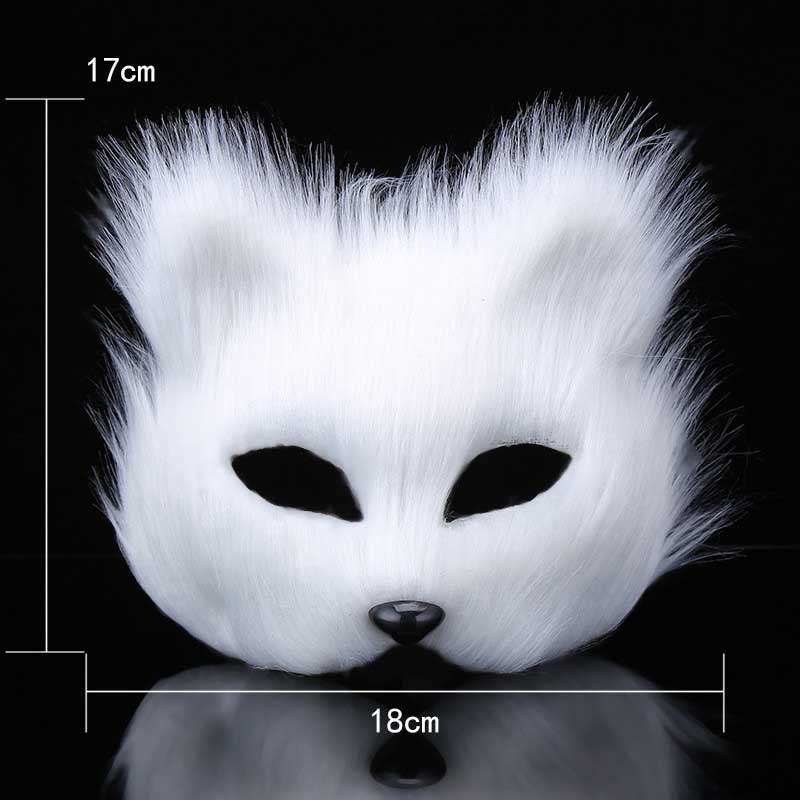 animal blanc plastique villosités Fox Masque Parti cosplay demi-masques de visage masque de chat de mascarade de Halloween Props