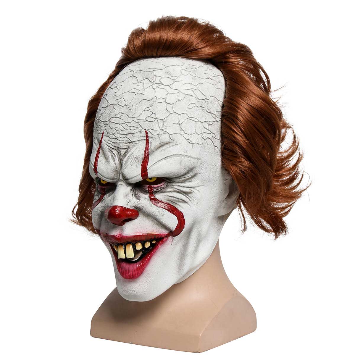 IT Chapitre 2 Pennywise Scary Halloween Cosplay Costume Stephen King's Costume Wig-takerlama