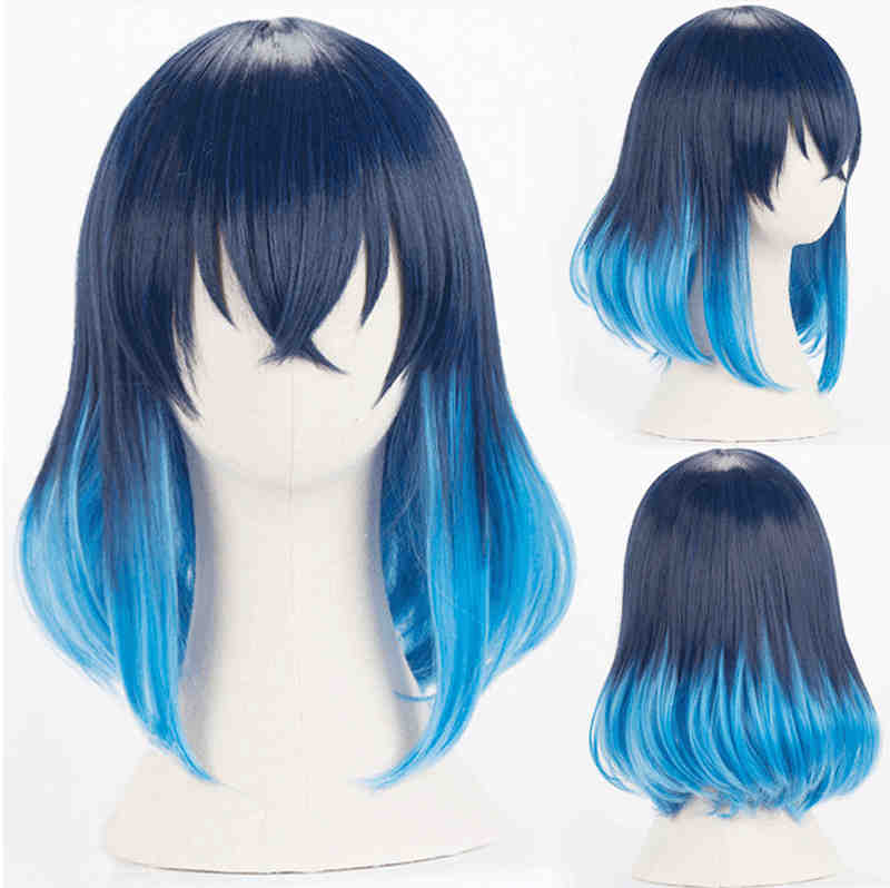 inosuke hashibira blue synthétique sospaly wig anime démon démon slayer kimetsu no yaiba